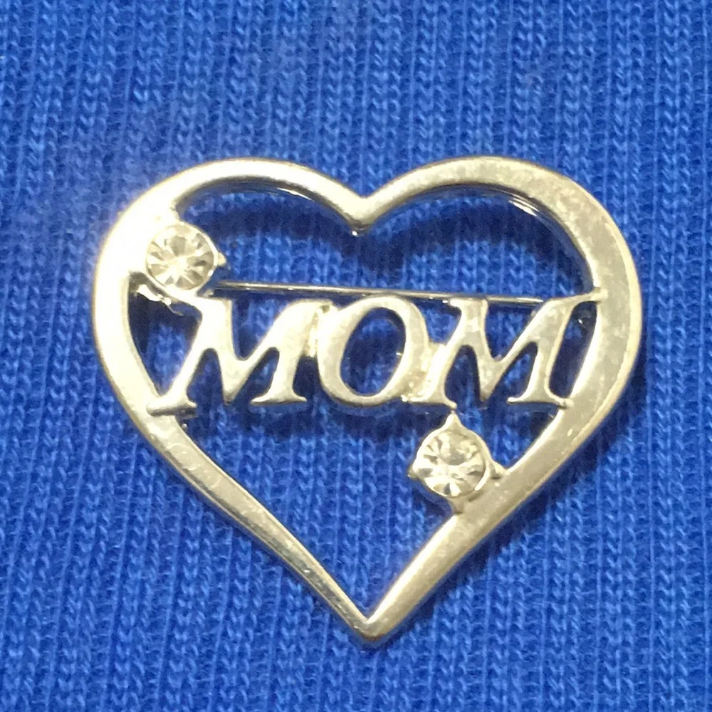 MOM” Silver-tone Brooch